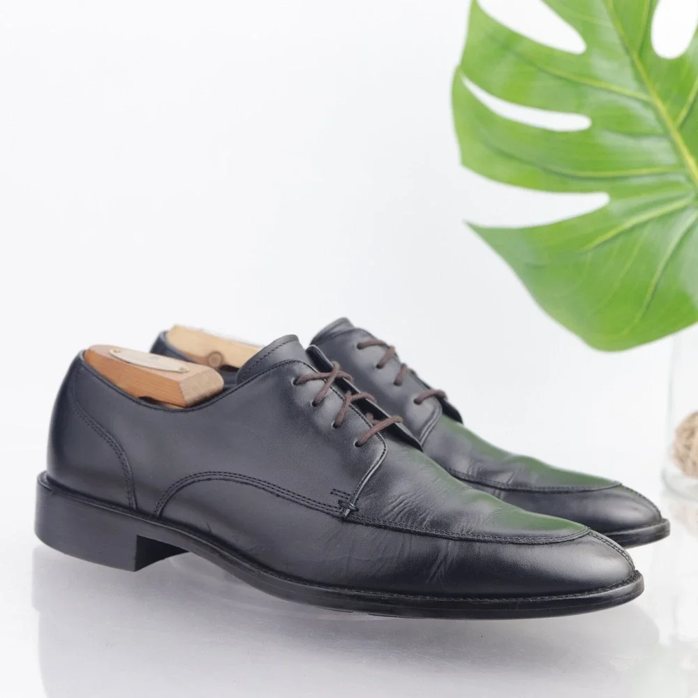 Cole Haan Mens Lenox Hill Oxfords Size 8 M Black Leather Apron Toe Dress Shoes